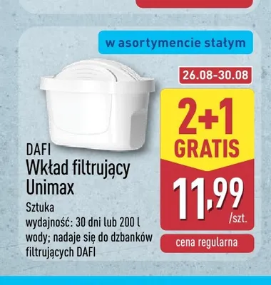 Wkład filtrujący Dafi Unimax promocja w Aldi