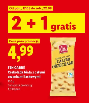 Czekolada biała z całymi orzechami laskowymi Fin Carré promocja w Lidl