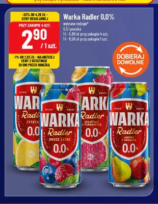 Piwo bezalkoholowe Warka Radler owoce leśne promocja w POLOmarket