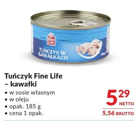Tuńczyk Fine Life – kawałki w sosie własnym w oleju promocja w Makro