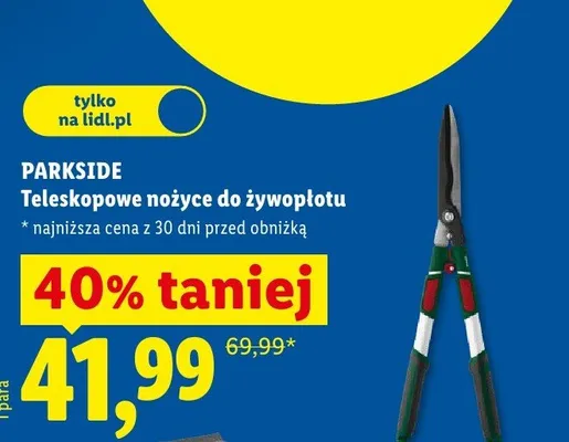 Teleskopowe nożyce do żywopłotu promocja w Lidl