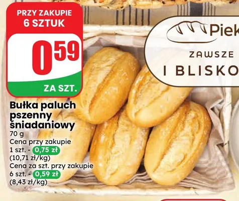 Bułka paluch pszenny śniadaniowy promocja w Dino
