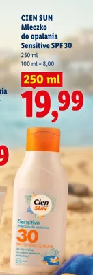 Mleczko do opalania Sensitive Cien Sun SPF 30 promocja w Lidl