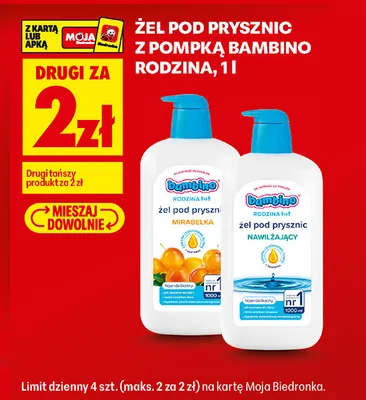 Żel pod prysznic z pompką Bambino Rodzina mirabelka promocja w Biedronka