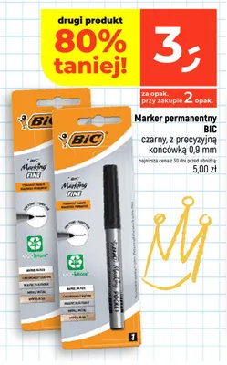Marker permanentny BIC czarny z precyzyjną końcówką 0,9 mm promocja w Dealz