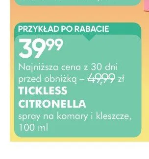 Spray na komary i kleszcze Tickless Citronella promocja w Super-Pharm