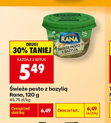 Świeże pesto z bazylią Rana promocja w Biedronka