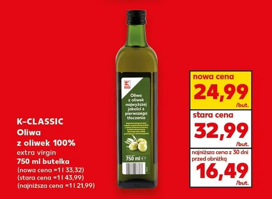 Oliwa z oliwek 100% extra virgin 750 ml  promocja w Kaufland
