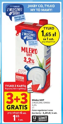 Mleko UHT Z Mlecznej Drogi 3,2% promocja w Intermarche