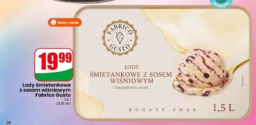 Lody śmietankowe z sosem wiśniowym Fabrico Gusto promocja w Dino