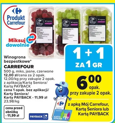 Winogrona bezpestkowe promocja w Carrefour Market