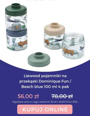 Pojemniki na przekąski Liewood Dominique Fun Beach blue 100 ml 4-pak promocja w BACK TO SCHOOL
