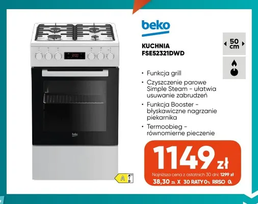Kuchnia FSE52321DWD Beko promocja w Max Elektro
