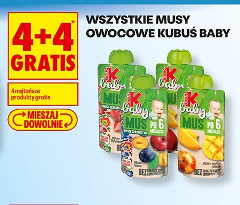 Musy owocowe Kubuś Baby promocja w Biedronka