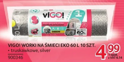 Worki na śmieci Vigo! EKO 60L 10 szt. truskawkowe, silver promocja w Selgros