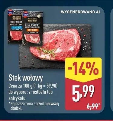 Stek wołowy z rostbefu promocja w Aldi
