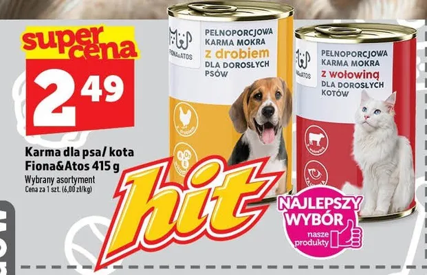 Karma dla kota Fiona&Atos z wołowiną promocja w TOPAZ