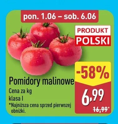 Pomidory malinowe polskie klasa I promocja w Aldi