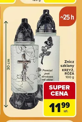 Znicz szklany Krzyż promocja w Carrefour Market