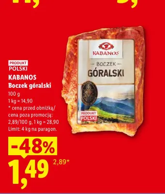 Boczek góralski Kabanos promocja w Lidl