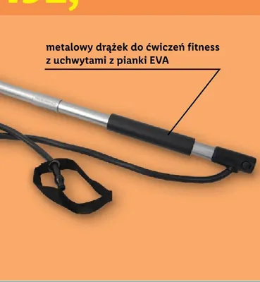 Drążek do ćwiczeń fitness metalowy z uchwytami z pianki Eva promocja w Lidl