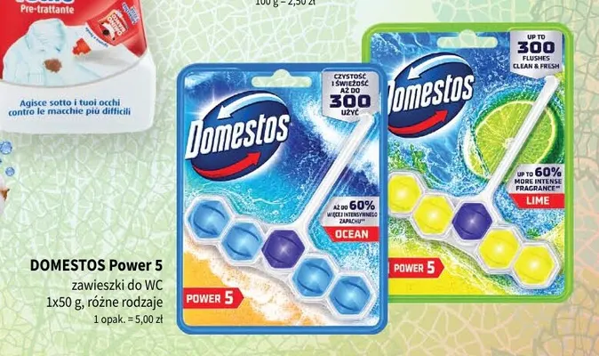 Zawieszka do WC Domestos Power 5 Lime promocja w Drogerie Polskie