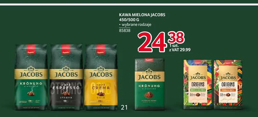 Kawa mielona Jacobs Origins Brazil & Colombia promocja w Selgros
