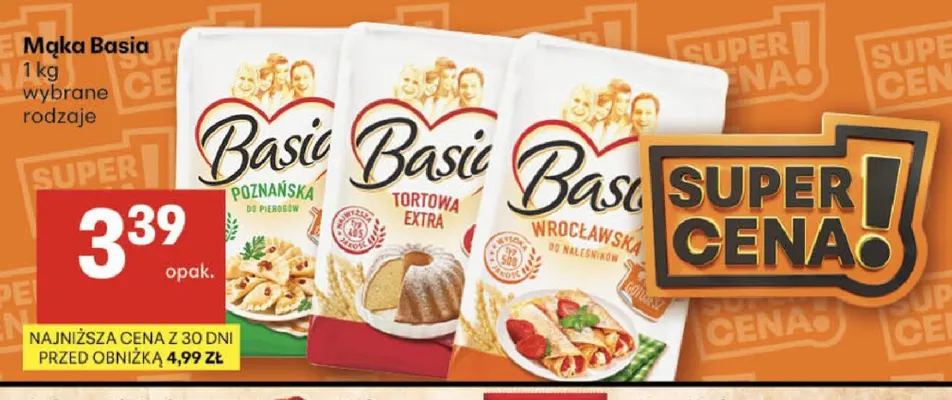 Mąka Basia Tortowa Extra promocja w Delikatesy Centrum