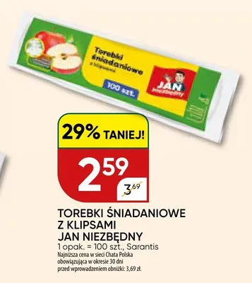 Torebki śniadaniowe z klipsami Jan Niezbędny promocja w Chata Polska