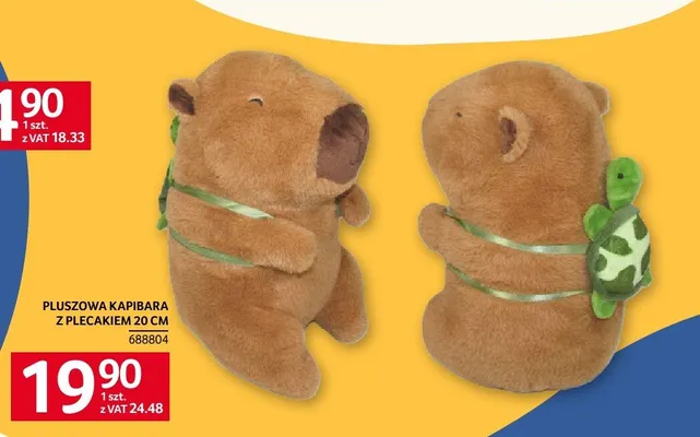 Pluszowa kapibara z plecakiem 20cm promocja w Selgros