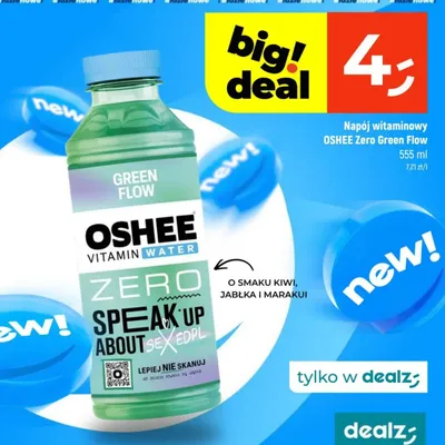 Napój witaminowy Zero Green Flow o smaku kiwi, jabłka i marakui promocja w Dealz
