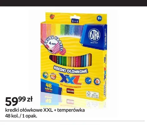 Kredki ołówkowe Astra XXL z temperówką promocja w Empik