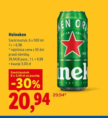 Piwo Heineken 6-pak 500 ml promocja w Lidl
