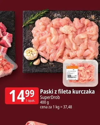 Paski z fileta kurczaka SuperDrob promocja w Leclerc