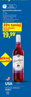 Wino Carlo Rossi Refresh Mixed Berry promocja w Lidl