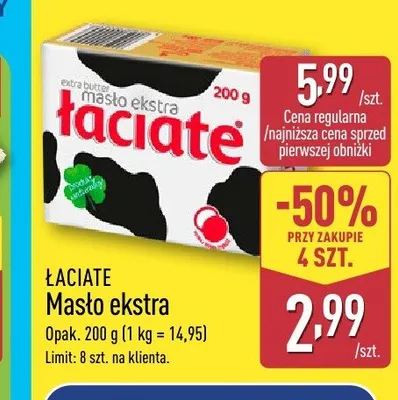 Masło ekstra Łaciate promocja w Aldi