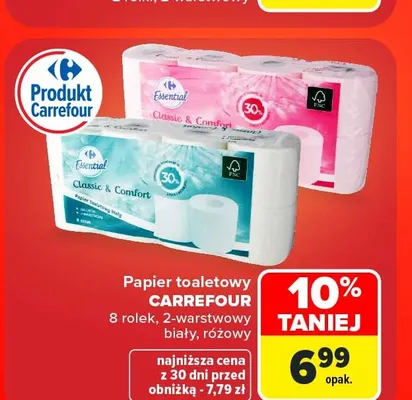 Papier toaletowy różowy Carrefour promocja w Carrefour