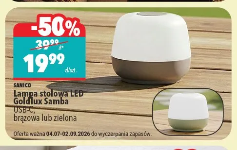 Lampa stołowa LED Sanico Goldlux Samba zielona promocja w Biedronka Home