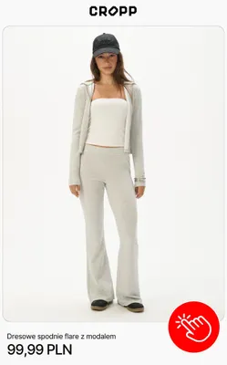 Dresowe spodnie flare z modalem Cropp promocja w Cropp