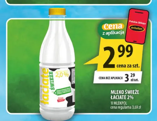 Mleko świeże Łaciate 2% promocja w Arhelan