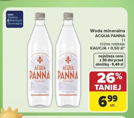Woda mineralna Acqua Panna promocja w Carrefour