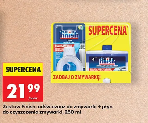 Zestaw Finish: odświeżacz do zmywarki + płyn do czyszczenia zmywarki promocja w Biedronka