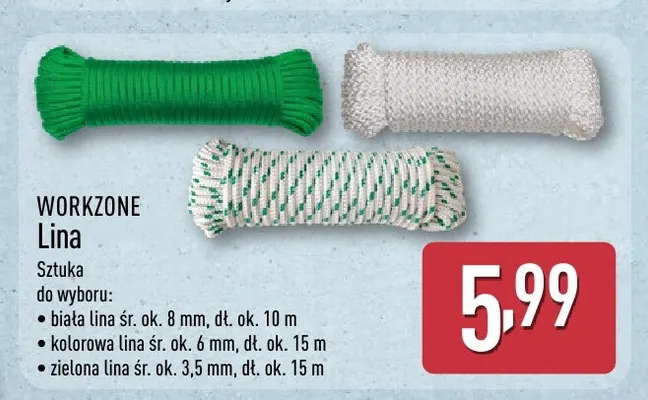Lina Workzone zielona 3,5 mm 15 m promocja w Aldi