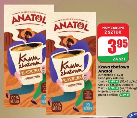Kawa rozpuszczalna zbożowa Anatol promocja w Dino
