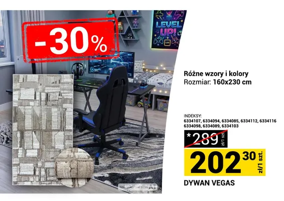 Dywan Vegas 160x230 cm promocja w Merkury Market