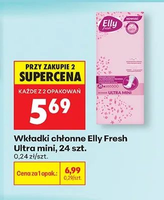 Wkładki chłonne Elly Fresh Ultra mini promocja w Biedronka