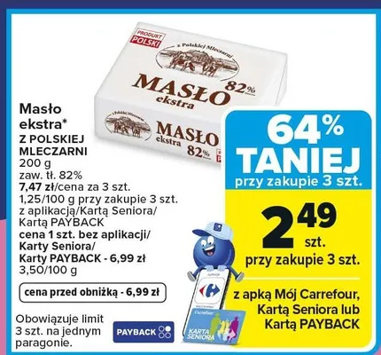 Masło ekstra z polskiej mleczarni promocja w Carrefour