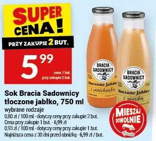 Sok Bracia Sadownicy tłoczone jabłko promocja w Twój Market