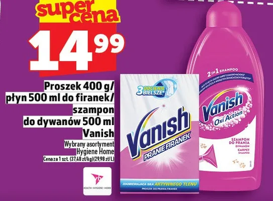 Proszek 400g/płyn 500ml do firanek/szampon do dywanów 500ml promocja w TOPAZ