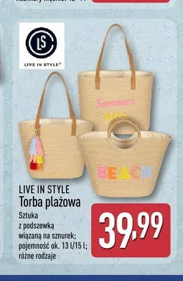 Torba plażowa LIVE IN STYLE promocja w Aldi